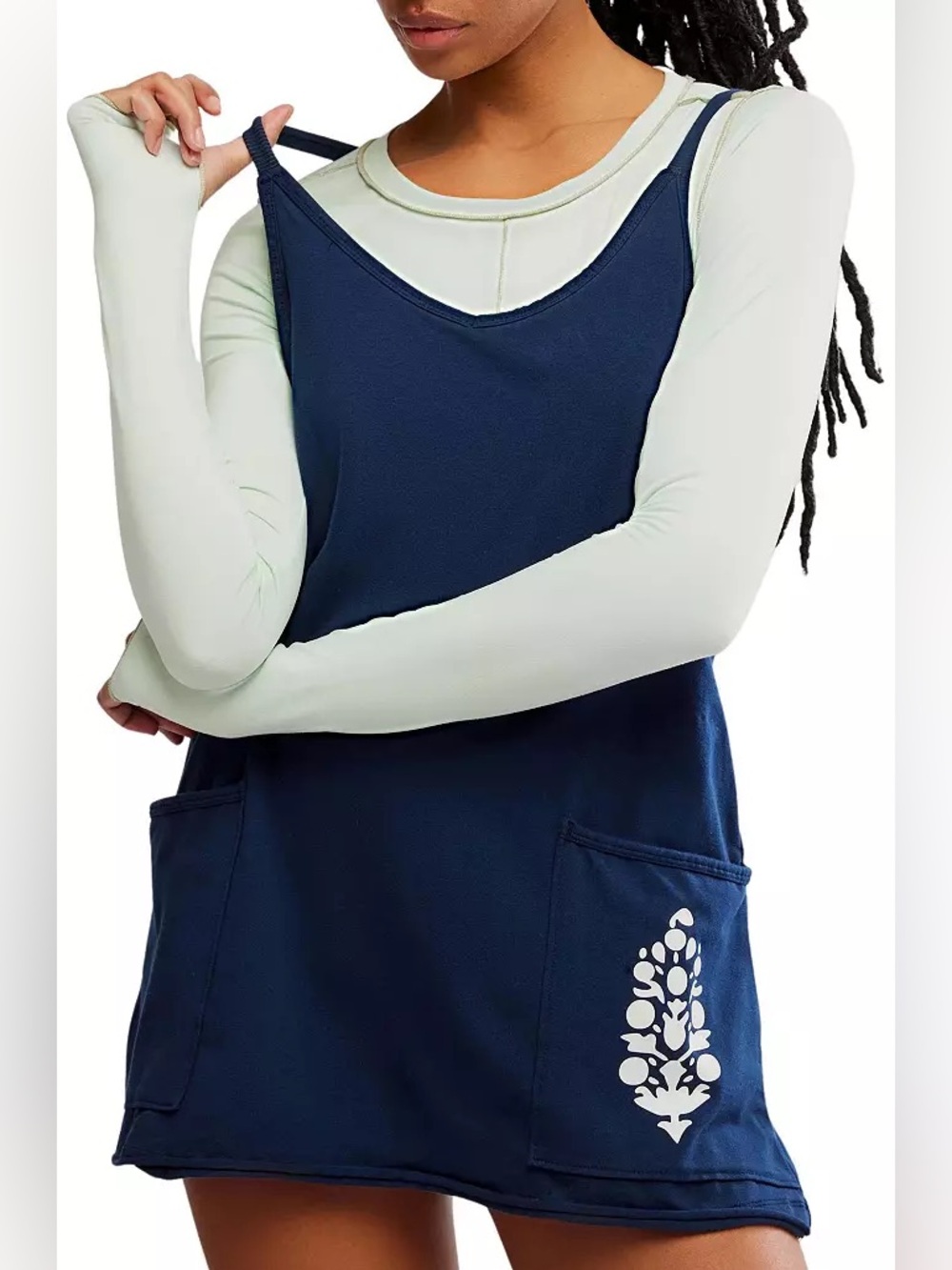 NWT Free People x FP Movement Hot Shot Logo Mini Dress in Navy